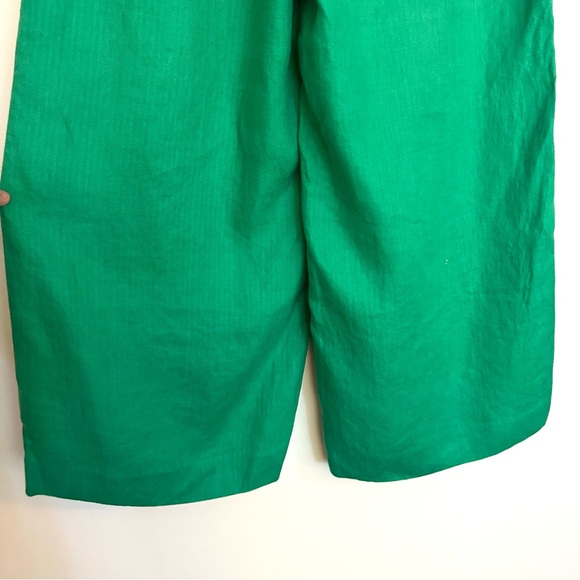 J. Crew Linen Cropped Wide Leg Green Pants Trousers Size 4 - Picture 7 of 11